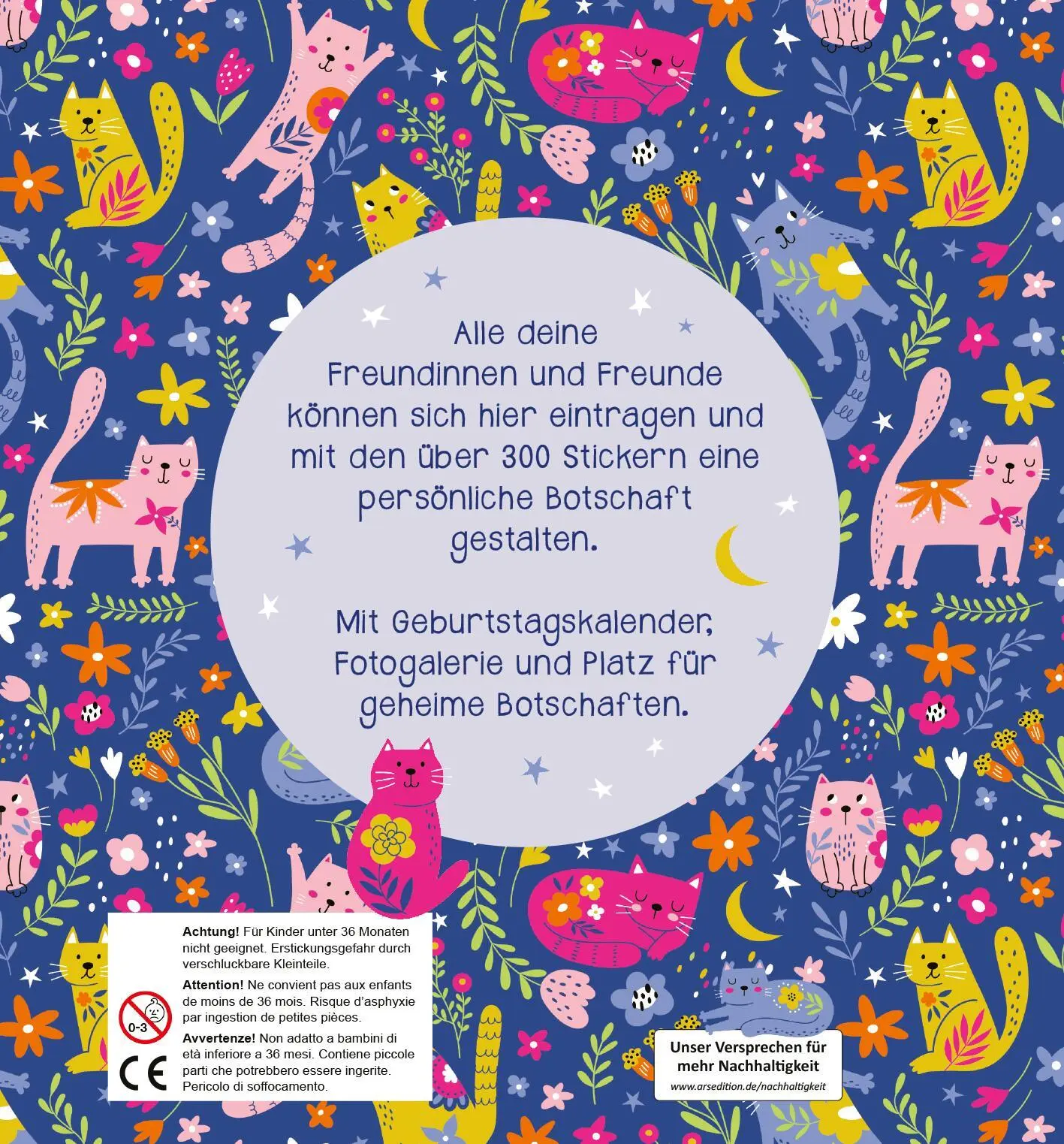 Rückseite: 4014489136811 | Alle meine Freunde - Katzen Mit über 300 Stickern | Buch | 64 S.