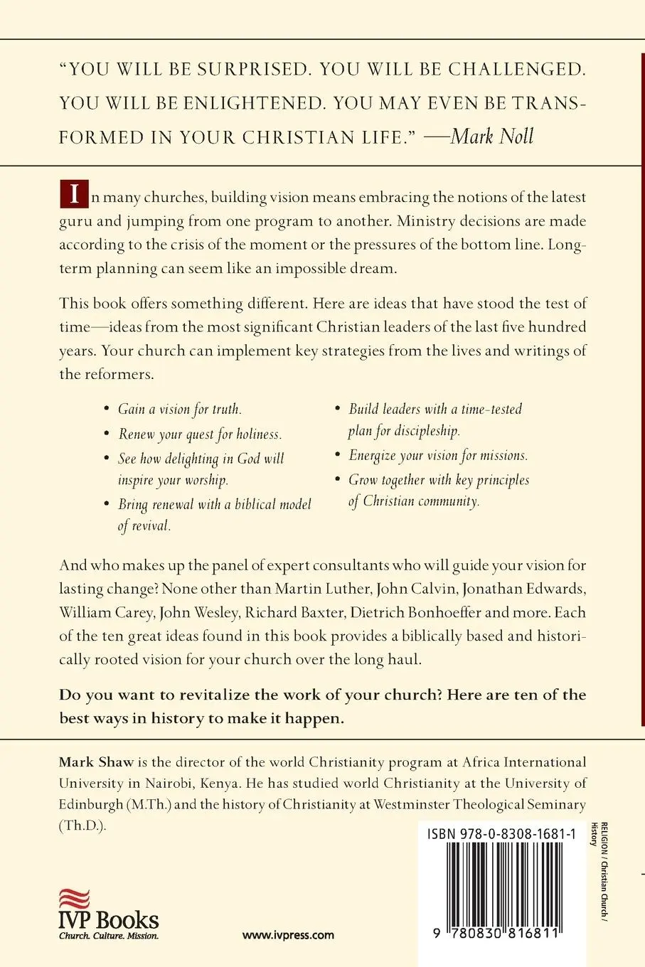 Rückseite: 9780830816811 | 10 Great Ideas from Church History | Mark R. Shaw | Taschenbuch | 1997