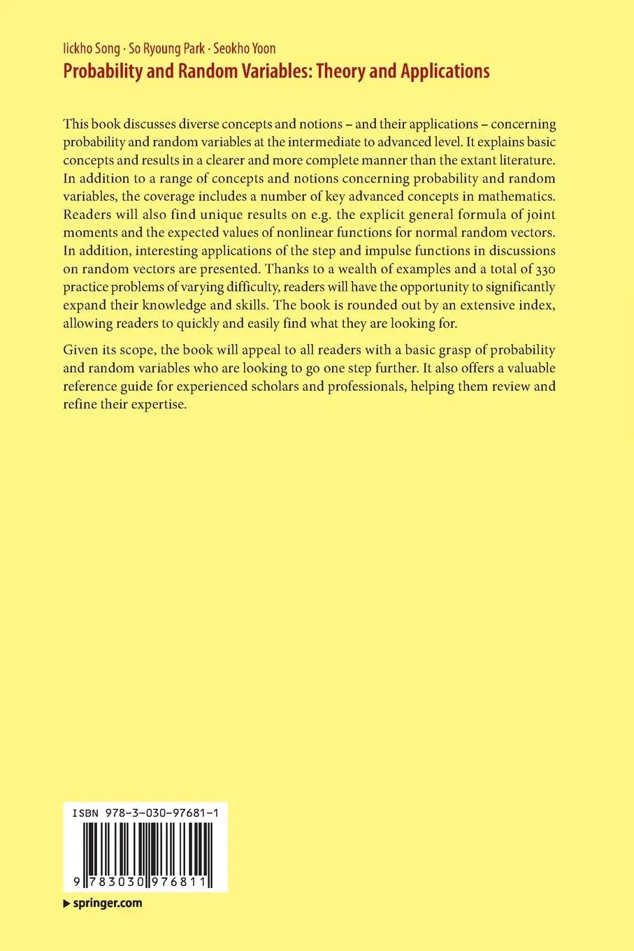 Rückseite: 9783030976811 | Probability and Random Variables: Theory and Applications | Buch | xii