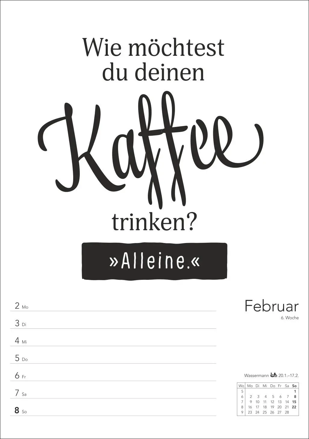 Bild: 9783840036811 | Typo-Sprüche-Kalender s/w Wochenplaner 2026 - mit 53 witzigen Sprüchen