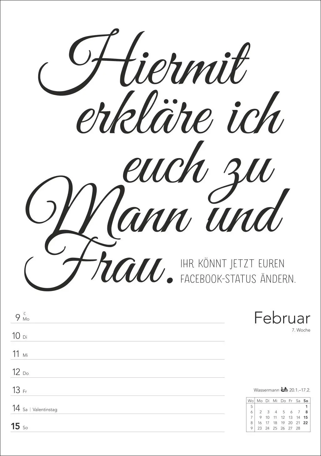 Bild: 9783840036811 | Typo-Sprüche-Kalender s/w Wochenplaner 2026 - mit 53 witzigen Sprüchen