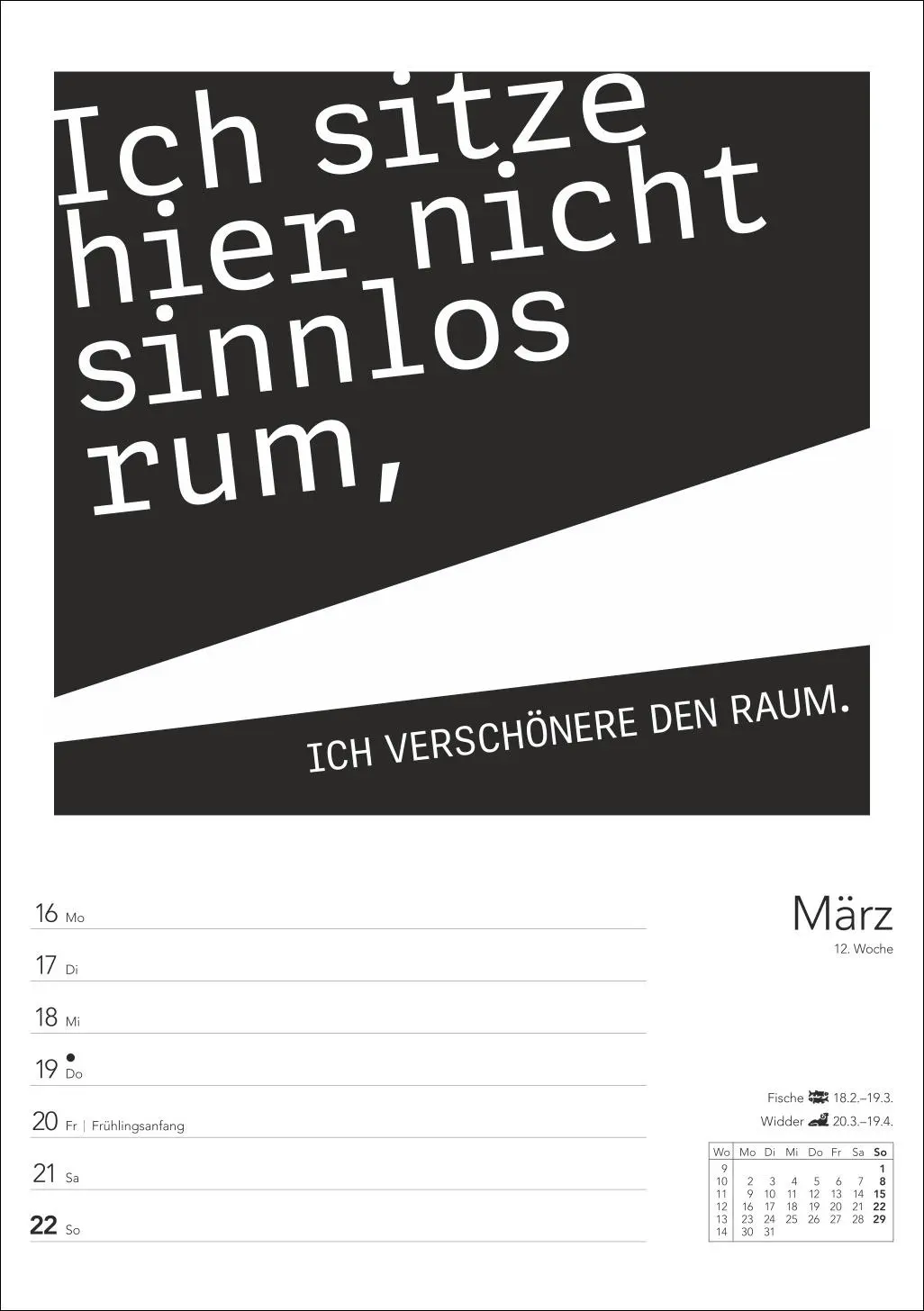 Bild: 9783840036811 | Typo-Sprüche-Kalender s/w Wochenplaner 2026 - mit 53 witzigen Sprüchen