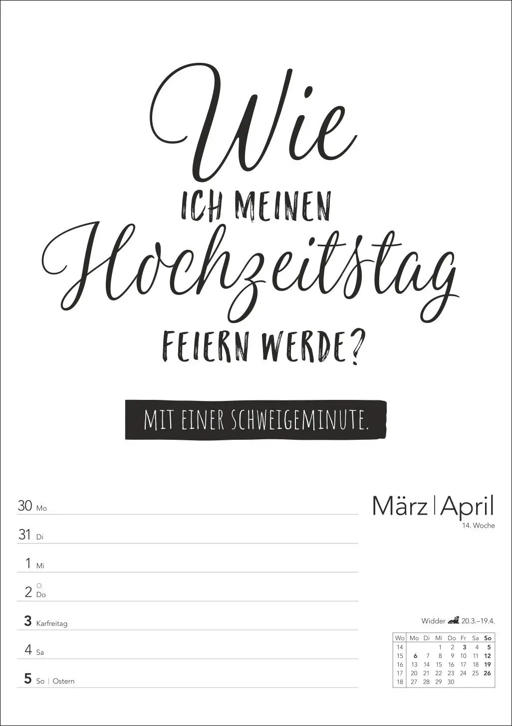 Bild: 9783840036811 | Typo-Sprüche-Kalender s/w Wochenplaner 2026 - mit 53 witzigen Sprüchen