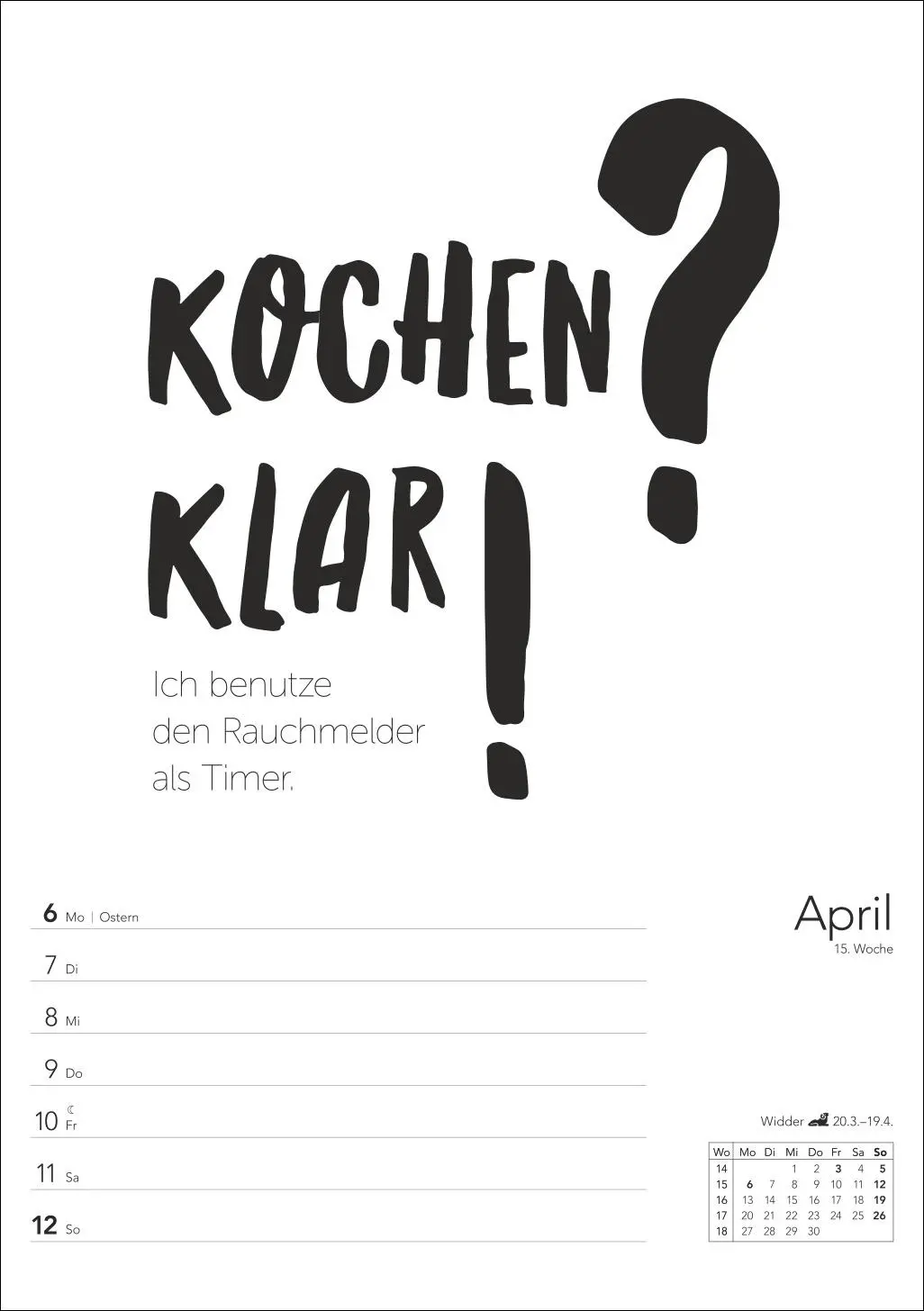 Bild: 9783840036811 | Typo-Sprüche-Kalender s/w Wochenplaner 2026 - mit 53 witzigen Sprüchen