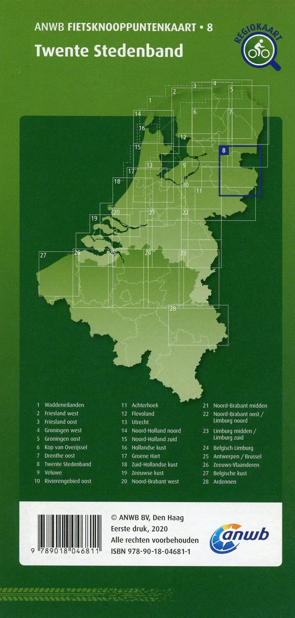 Bild: 9789018046811 | Twente Stedenband (Enschede / Almelo / Hardenberg) 1:100 000 | 2020