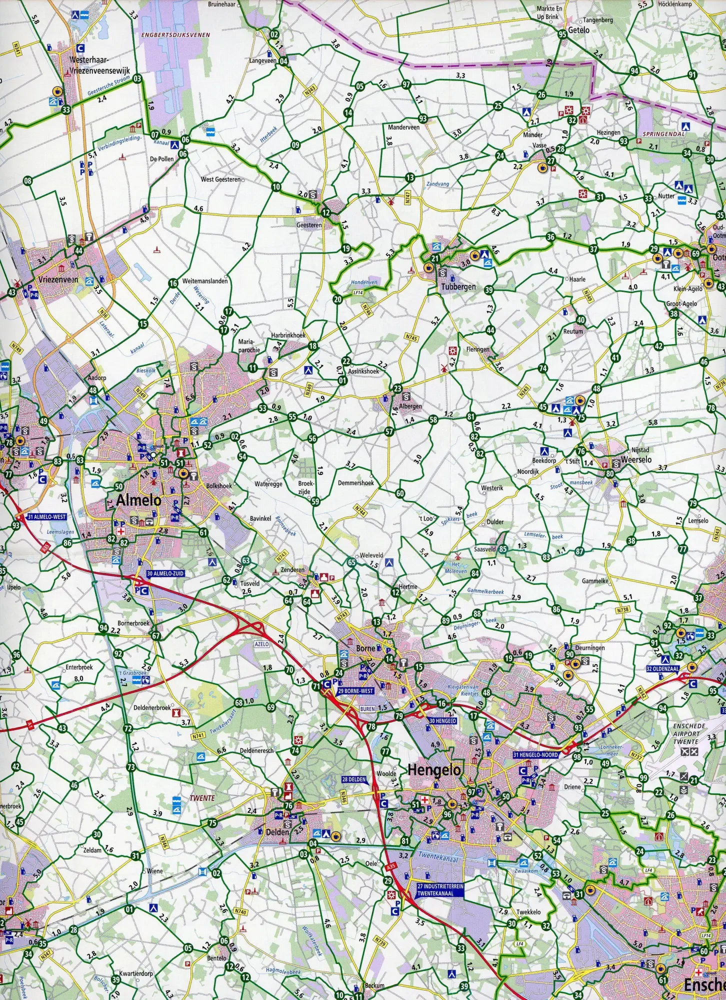 Bild: 9789018046811 | Twente Stedenband (Enschede / Almelo / Hardenberg) 1:100 000 | 2020