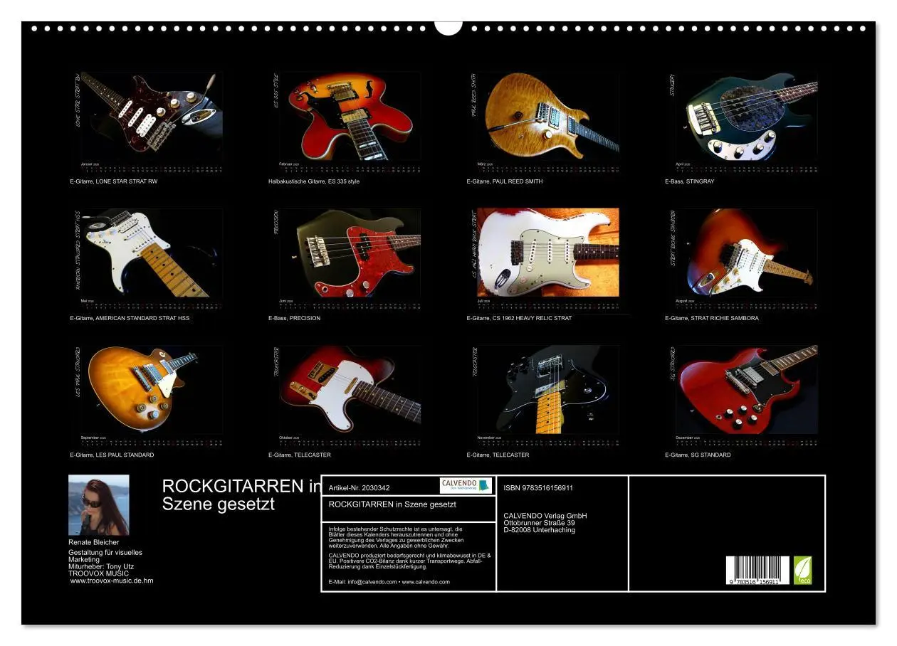 Bild: 9783516156911 | ROCKGITARREN in Szene gesetzt (Wandkalender 2026 DIN A2 quer),...