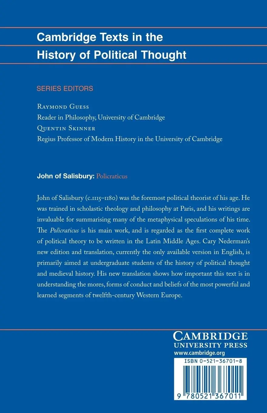 Rückseite: 9780521367011 | John of Salisbury | Policraticus | John of Salisbury (u. a.) | Buch