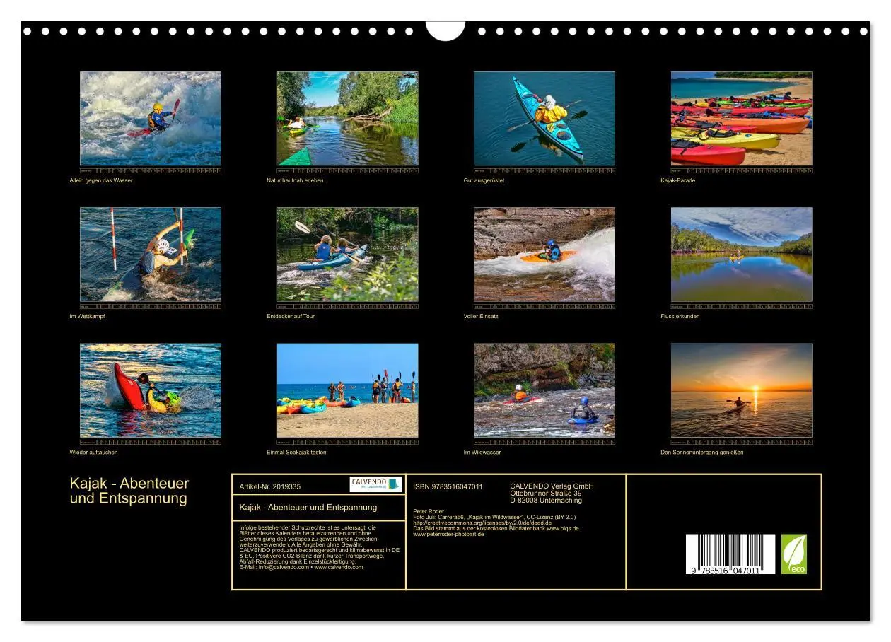 Bild: 9783516047011 | Kajak - Abenteuer und Entspannung (Wandkalender 2026 DIN A3 quer),...