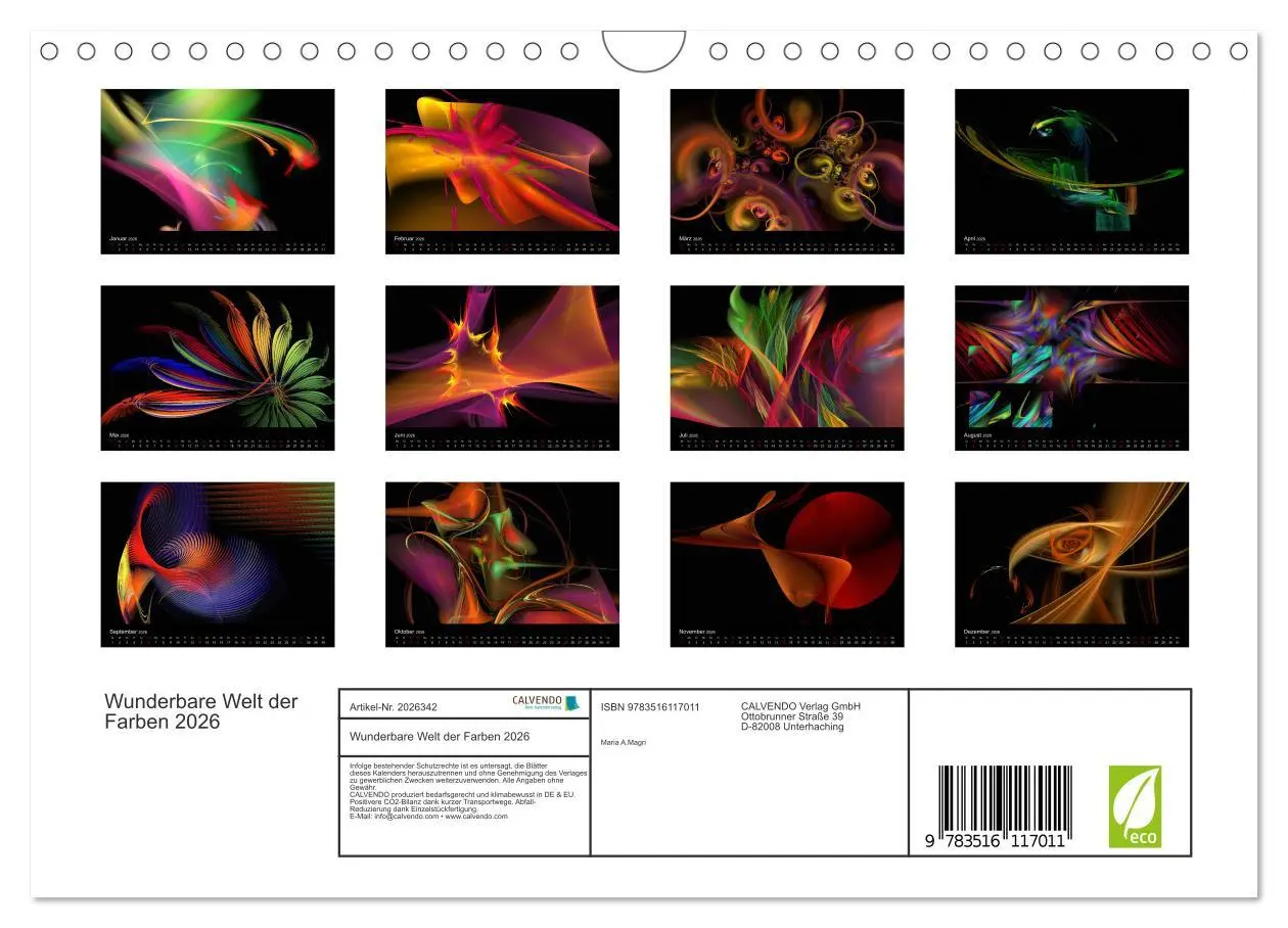 Bild: 9783516117011 | Wunderbare Welt der Farben 2026 (Wandkalender 2026 DIN A4 quer),...
