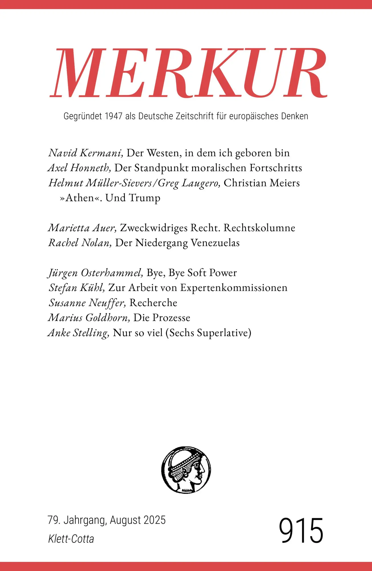 Cover: 9783608977011 | MERKUR 8/2025, Jg.79 | Nr. 915, Heft 08, August 2025 | Demand (u. a.)