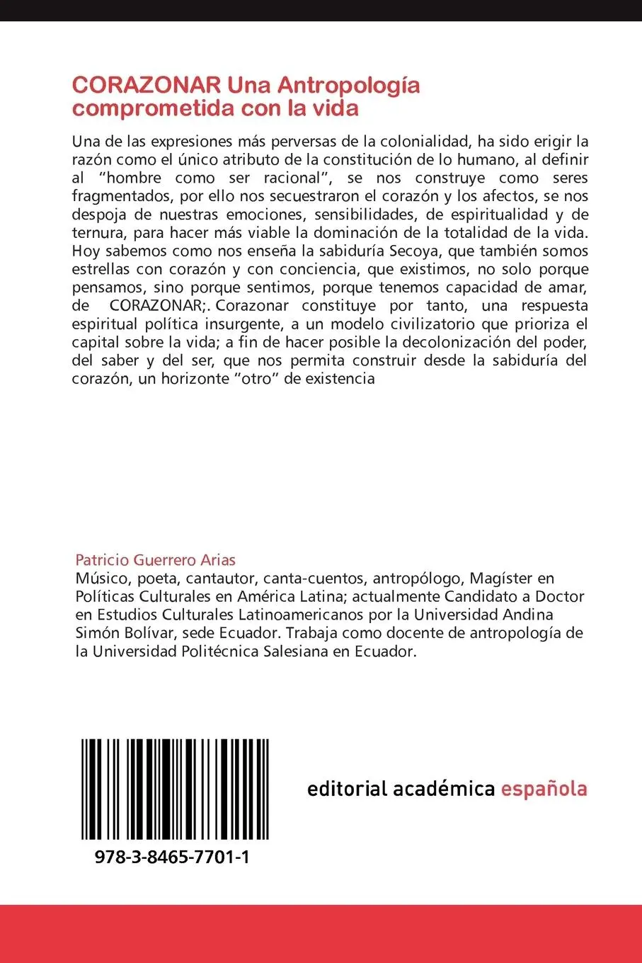 Rückseite: 9783846577011 | CORAZONAR Una Antropología comprometida con la vida | Arias | Buch