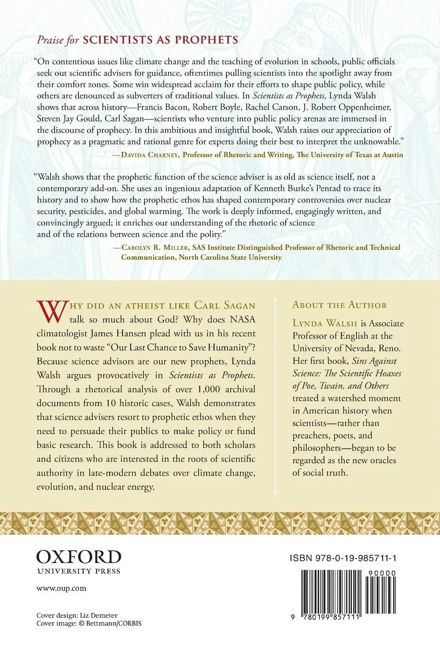 Rückseite: 9780199857111 | Scientists as Prophets | A Rhetorical Genealogy | Lynda Walsh | Buch