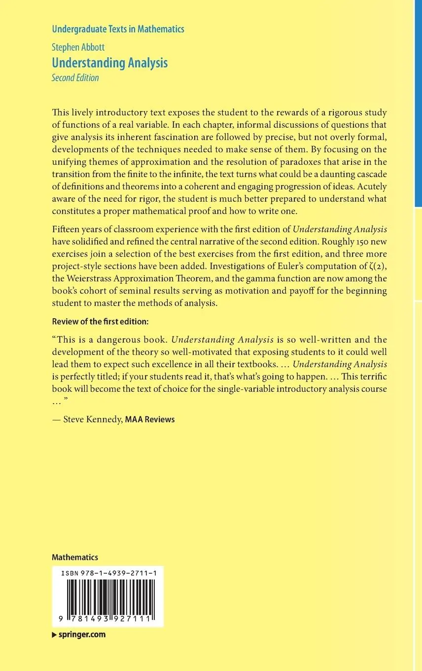 Rückseite: 9781493927111 | Understanding Analysis | Stephen Abbott | Buch | xii | Englisch | 2015