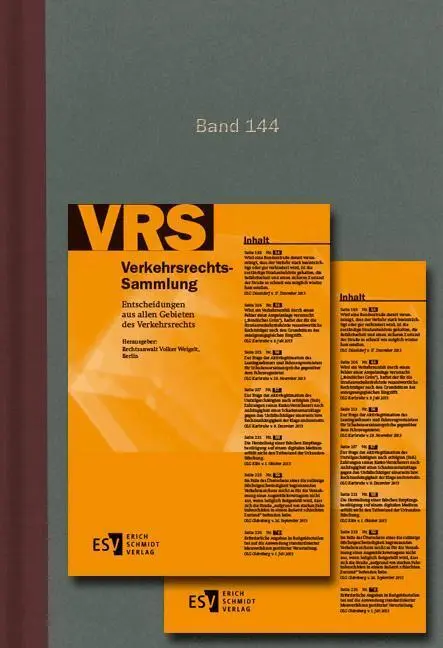 Verkehrsrechts-Sammlung (VRS) Band 144