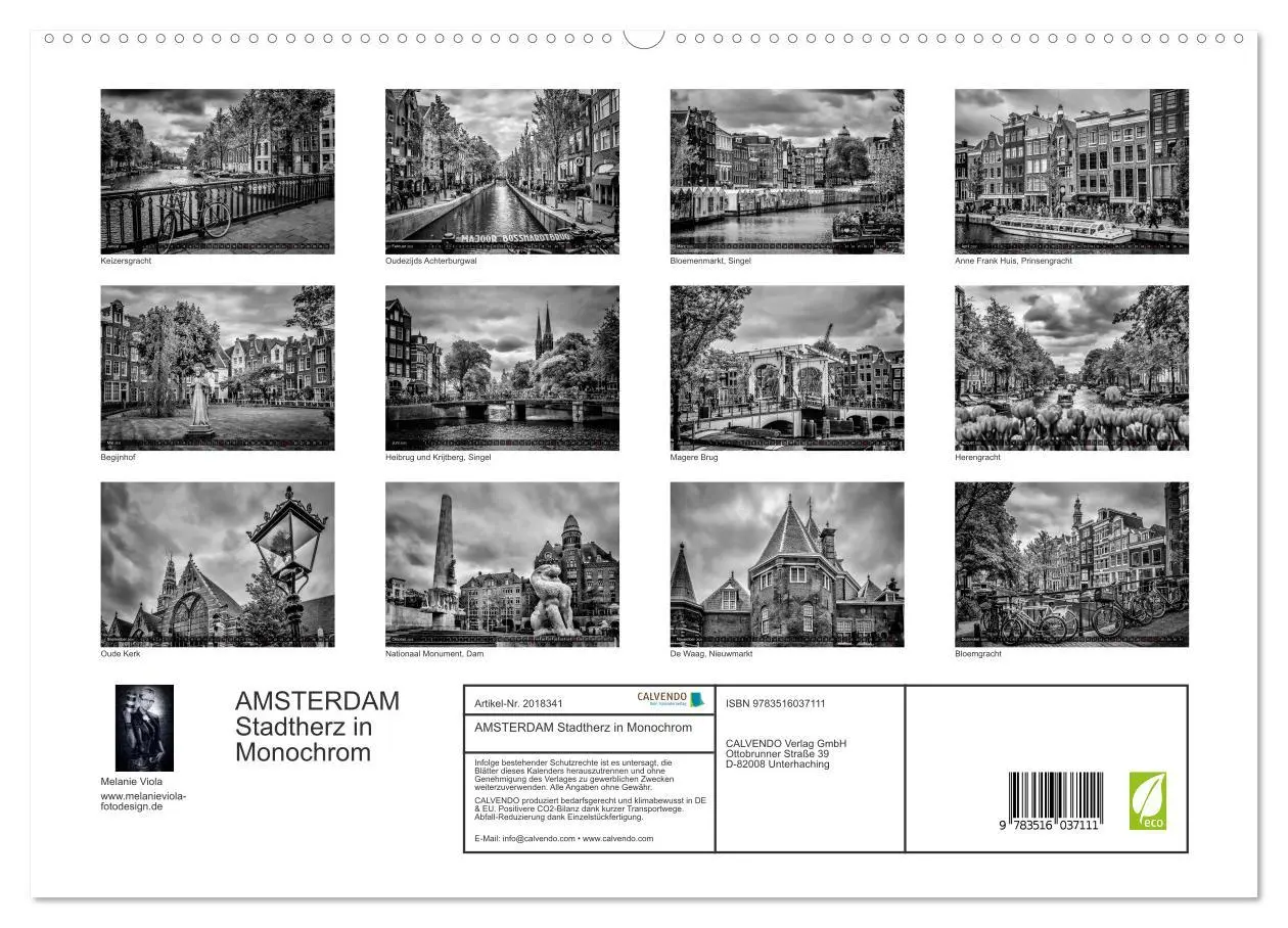Bild: 9783516037111 | AMSTERDAM Stadtherz in Monochrom (hochwertiger Premium Wandkalender...