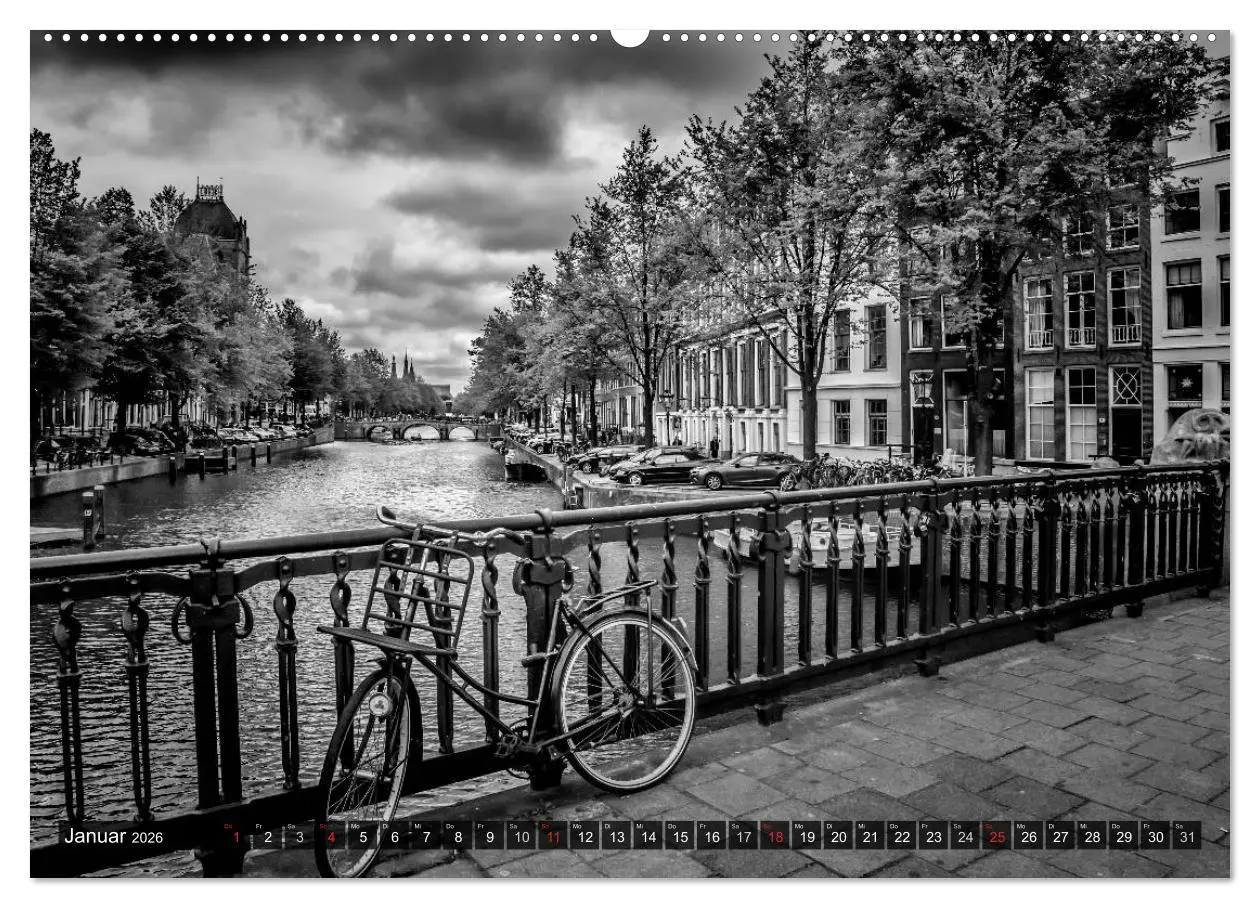 Bild: 9783516037111 | AMSTERDAM Stadtherz in Monochrom (hochwertiger Premium Wandkalender...