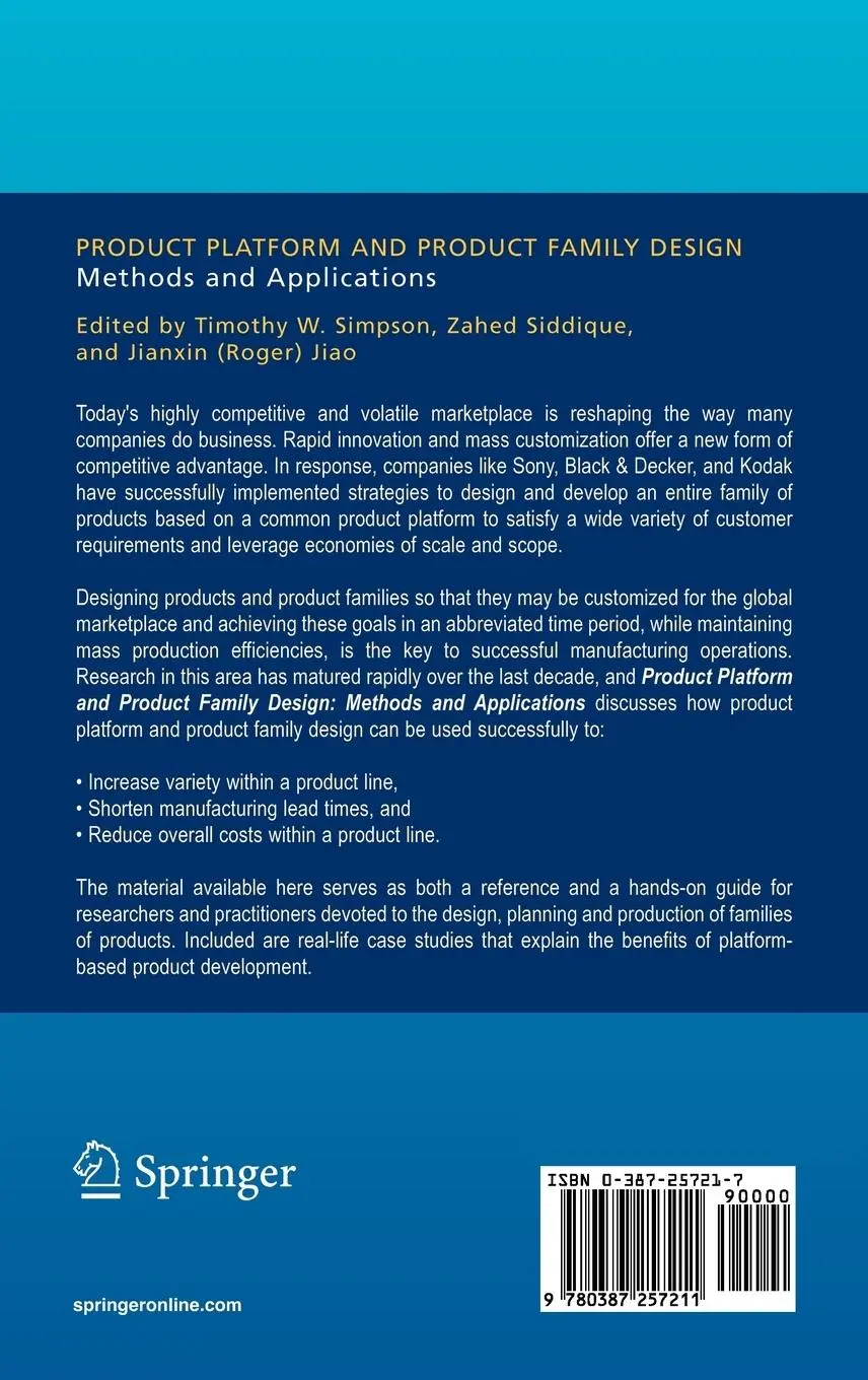 Rückseite: 9780387257211 | Product Platform and Product Family Design | Methods and Applications
