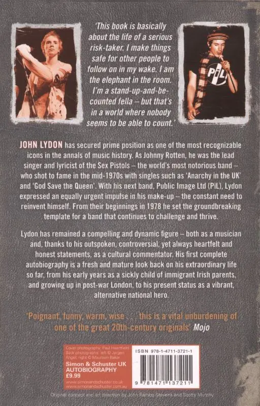 Rückseite: 9781471137211 | Anger is an Energy: My Life Uncensored | John Lydon | Taschenbuch