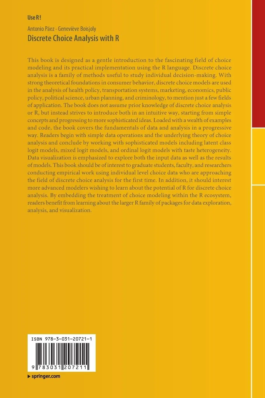 Rückseite: 9783031207211 | Discrete Choice Analysis with R | Antonio Páez (u. a.) | Taschenbuch