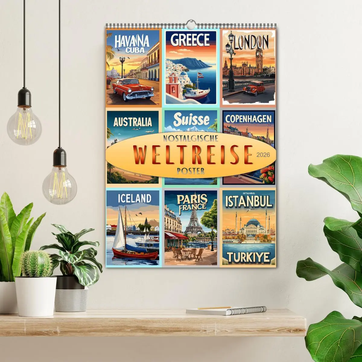 Bild: 9783457247211 | Weltreise - nostalgische Poster (Wandkalender 2026 DIN A2 hoch),...