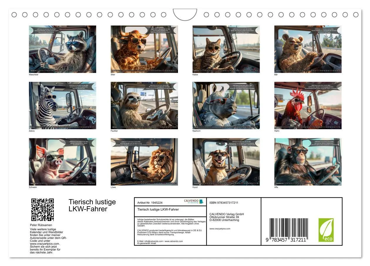 Bild: 9783457317211 | Tierisch lustige LKW-Fahrer (Wandkalender 2026 DIN A4 quer),...