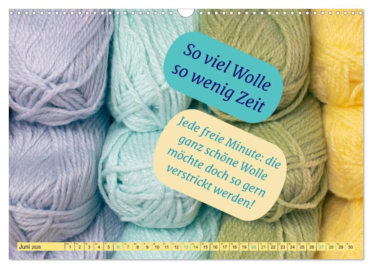 Bild: 9783457557211 | WOLLE Stricken ist eine Passion (Wandkalender 2026 DIN A3 quer),...