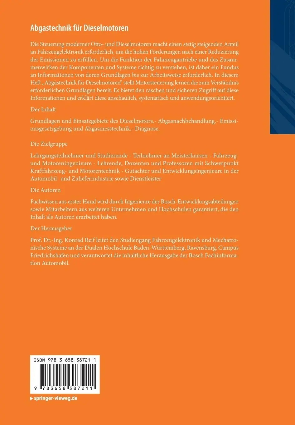 Rückseite: 9783658387211 | Abgastechnik für Dieselmotoren | Konrad Reif | Taschenbuch | Paperback