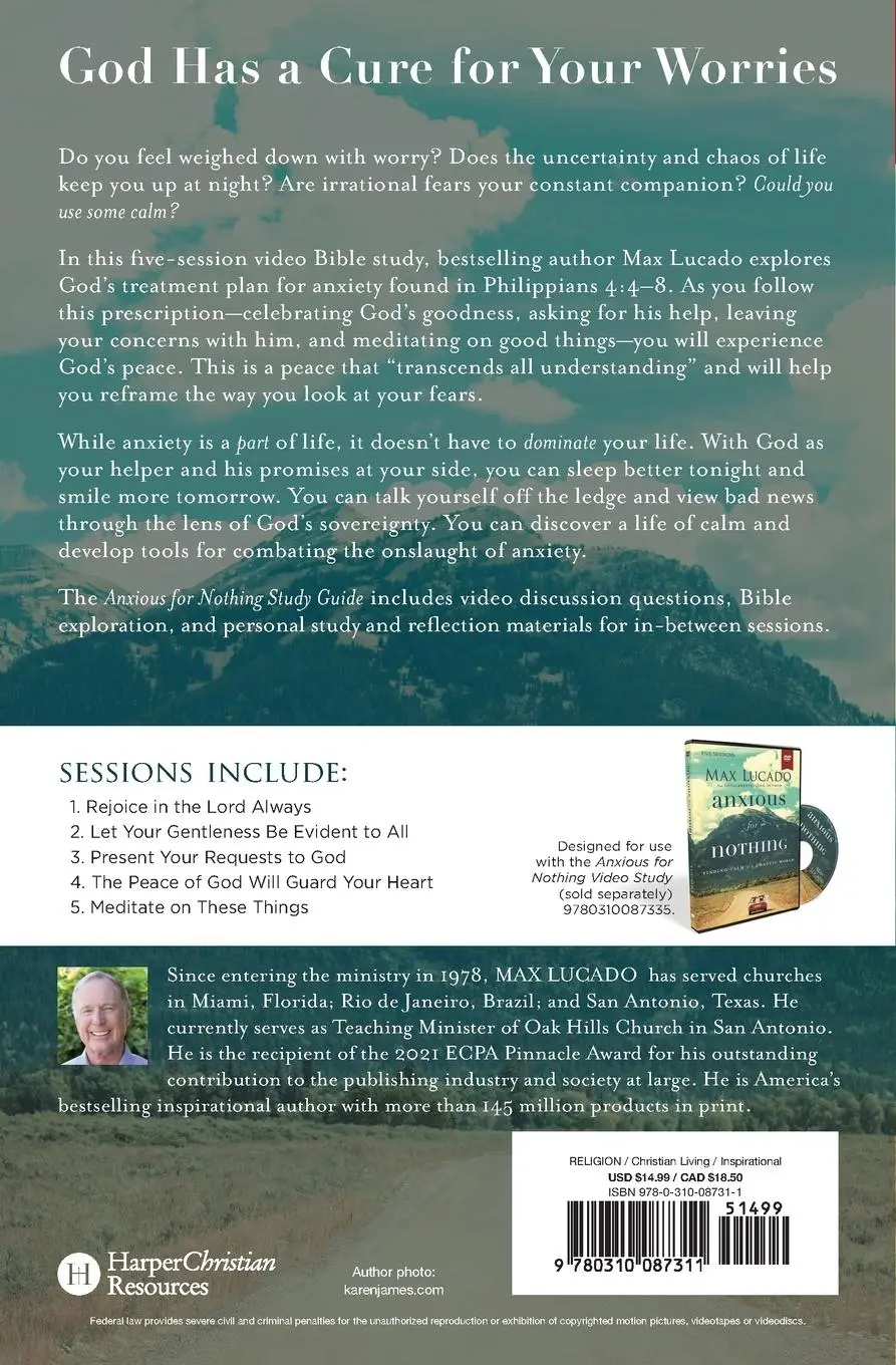 Rückseite: 9780310087311 | Anxious for Nothing Bible Study Guide | Max Lucado | Taschenbuch