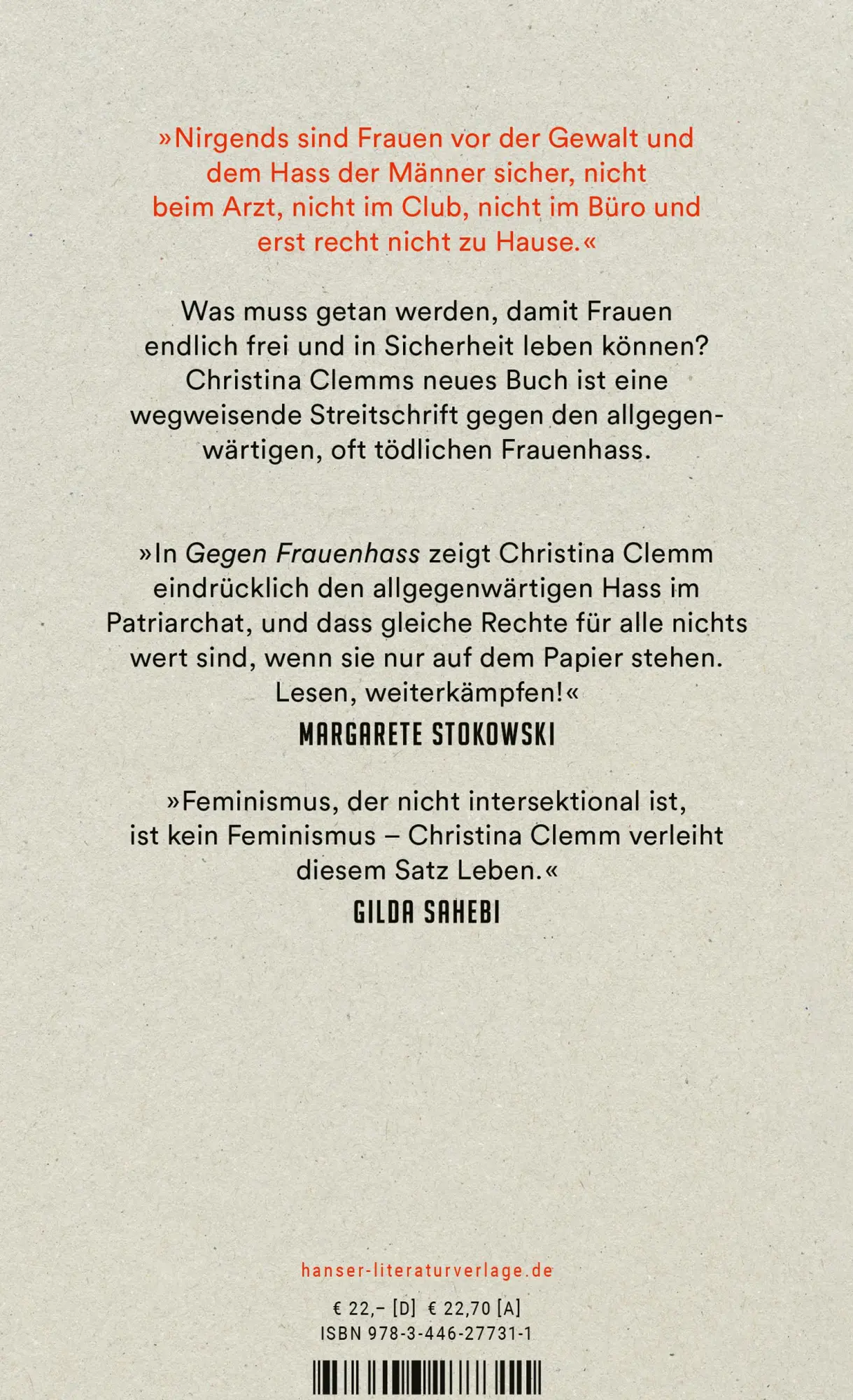 Bild: 9783446277311 | Gegen Frauenhass | Christina Clemm | Buch | 256 S. | Deutsch | 2023
