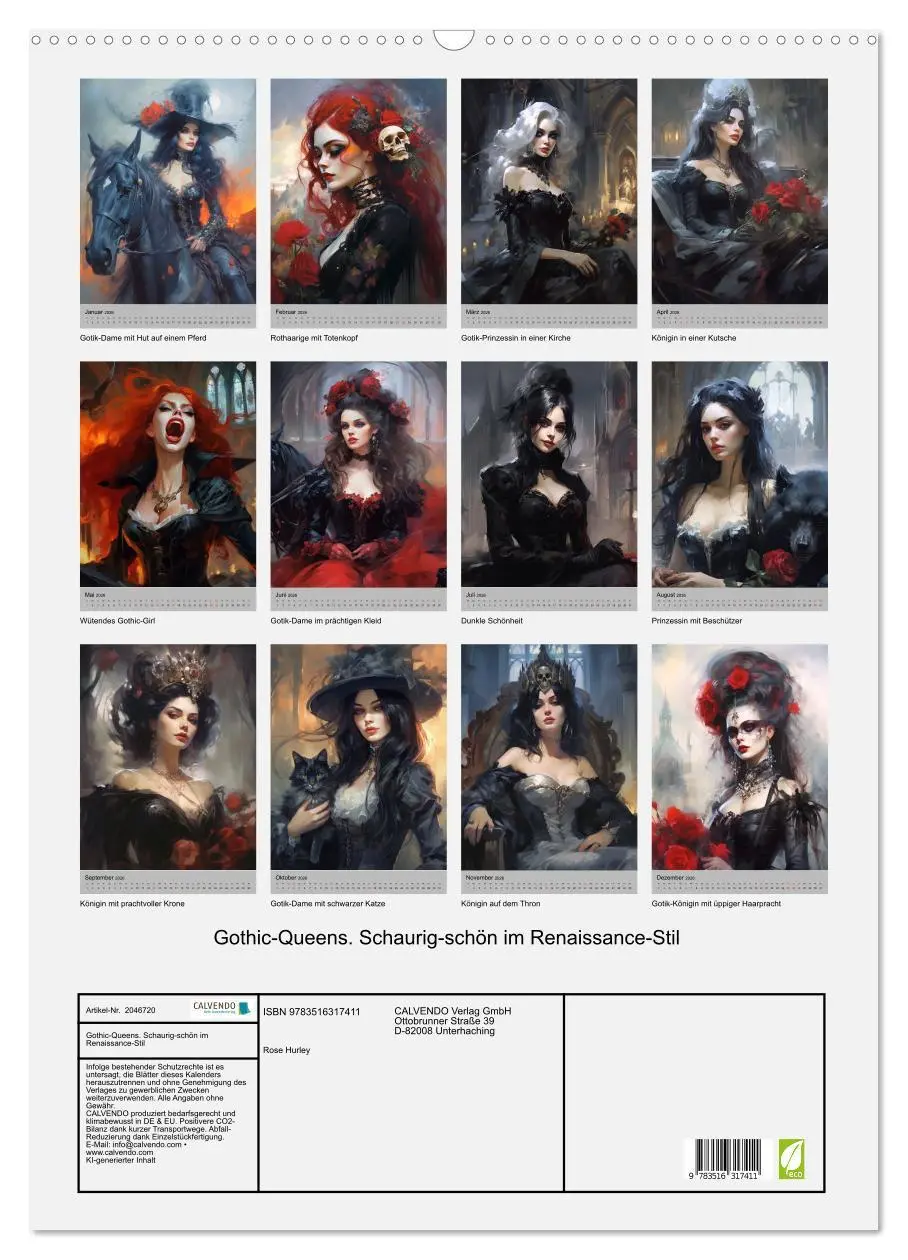 Bild: 9783516317411 | Gothic-Queens. Schaurig-schön im Renaissance-Stil (Wandkalender...