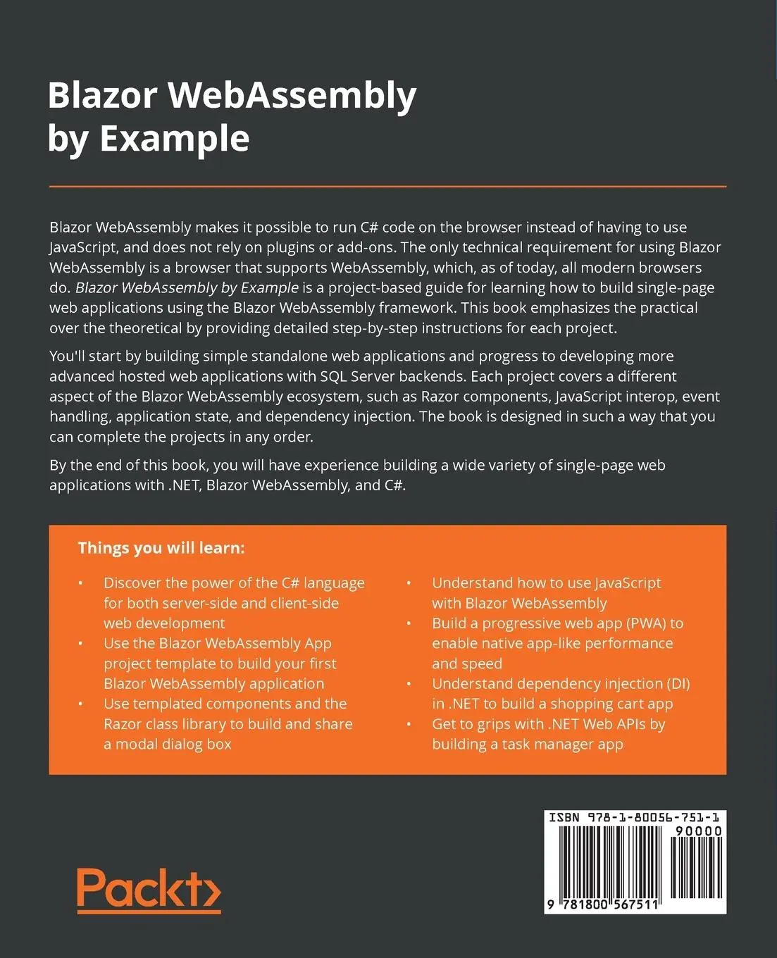 Rückseite: 9781800567511 | Blazor WebAssembly by Example | Toi B. Wright | Taschenbuch | Englisch