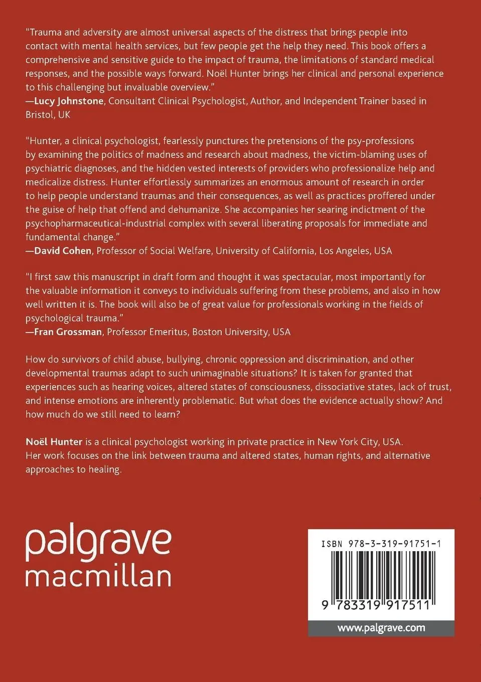 Rückseite: 9783319917511 | Trauma and Madness in Mental Health Services | Noël Hunter | Buch