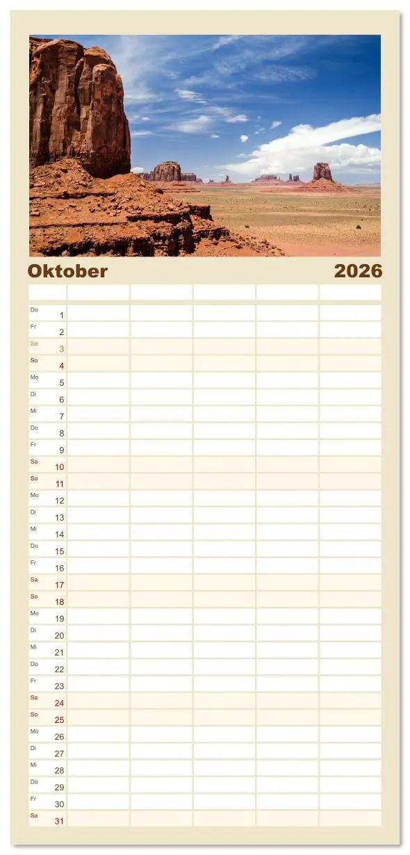 Bild: 9783516617511 | Familienplaner 2026 - USA: Roadtrip durch die Wüste mit 5 Spalten...