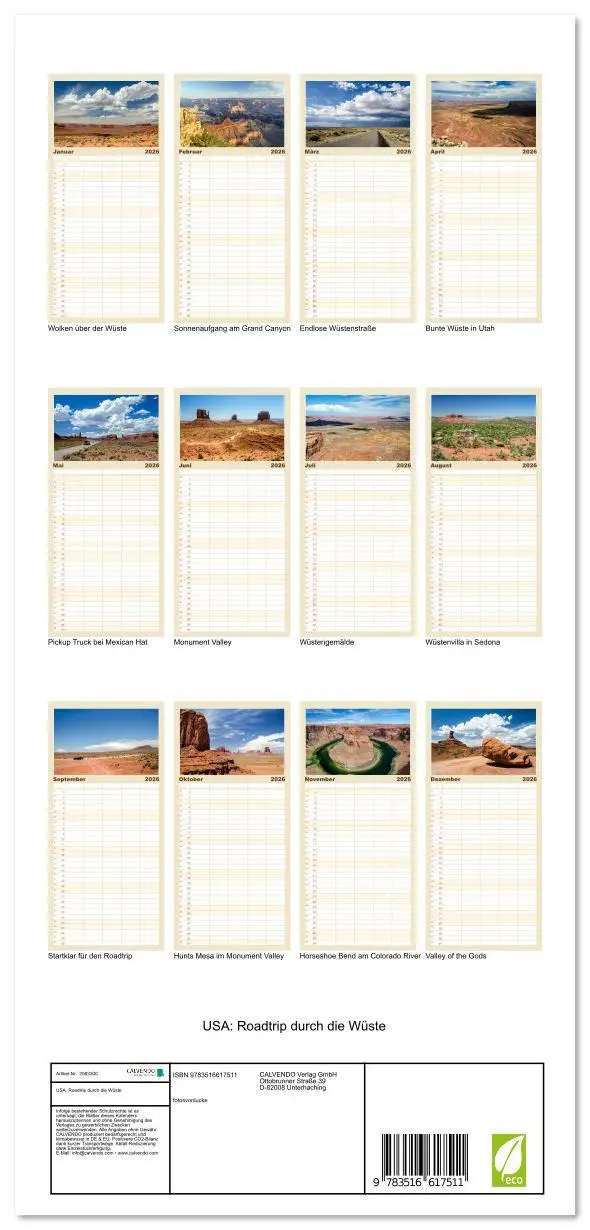 Bild: 9783516617511 | Familienplaner 2026 - USA: Roadtrip durch die Wüste mit 5 Spalten...
