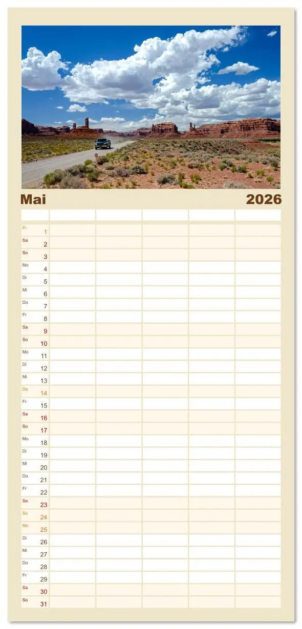 Bild: 9783516617511 | Familienplaner 2026 - USA: Roadtrip durch die Wüste mit 5 Spalten...