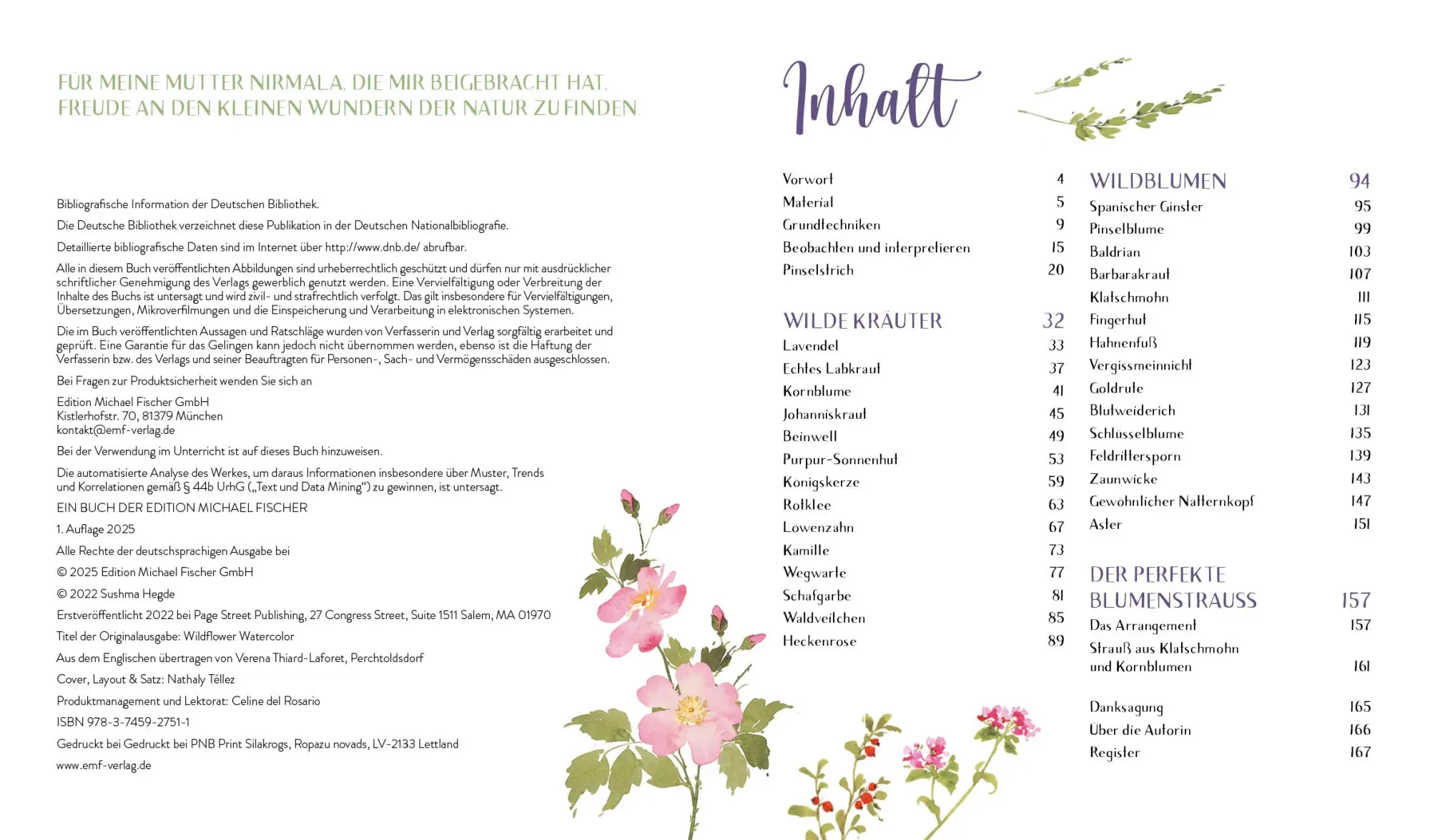 Bild: 9783745927511 | Wildflower Watercolor - Blumen-Aquarelle malen | Sushma Hegde | Buch