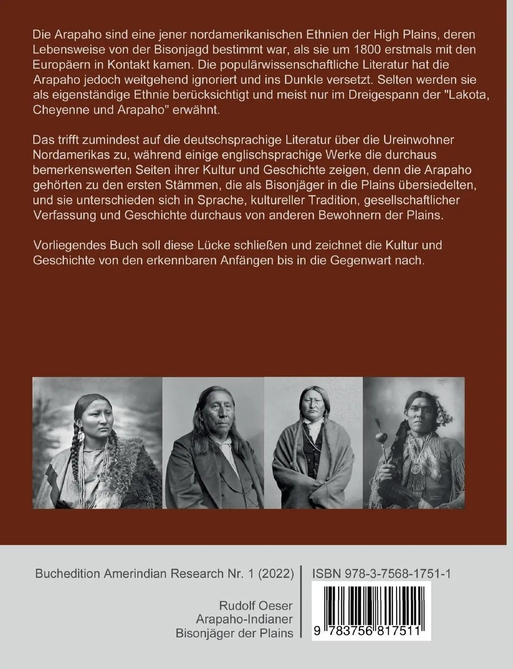 Rückseite: 9783756817511 | Arapaho-Indianer - Bisonjäger der Plains | Rudolf Oeser | Taschenbuch