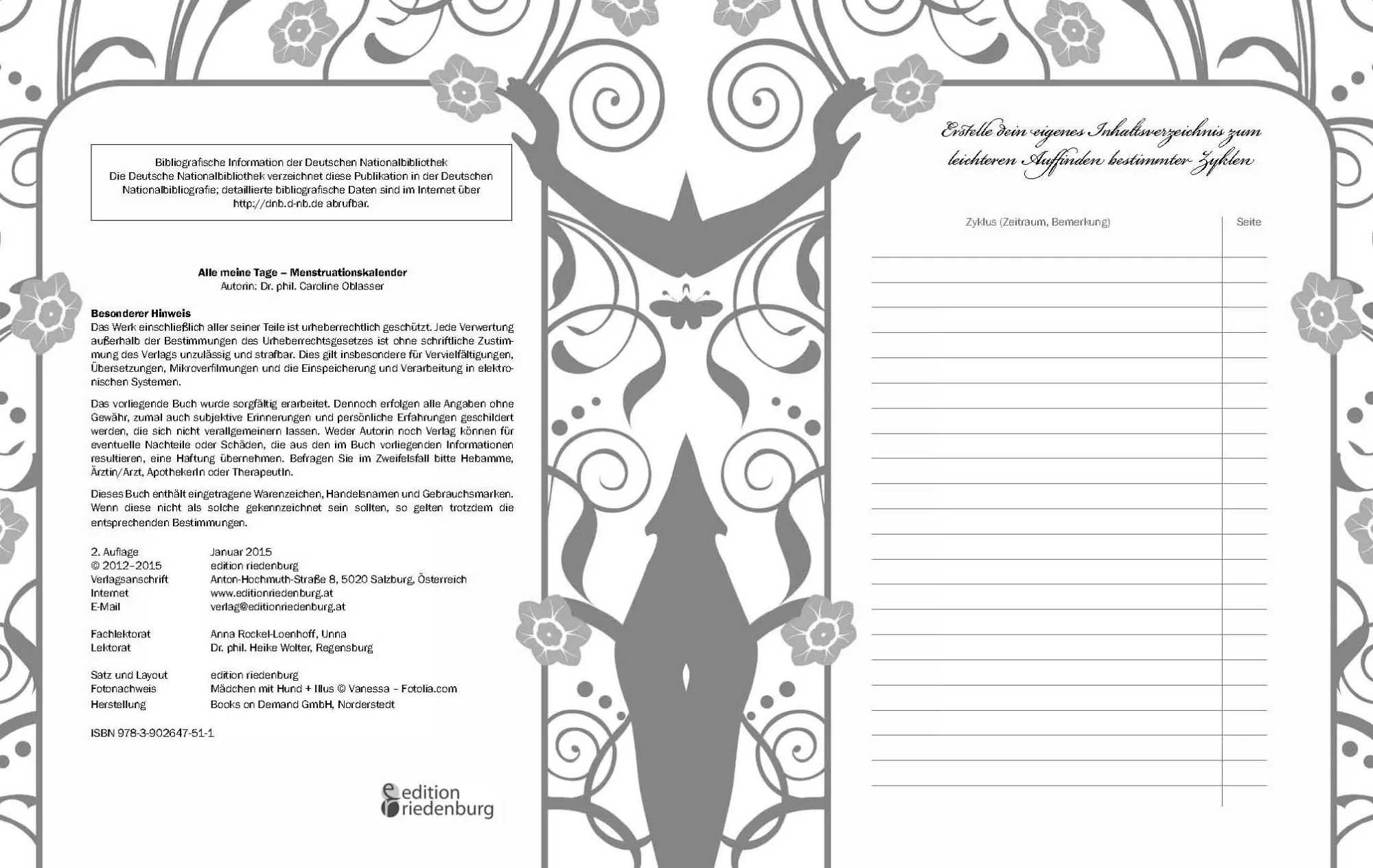 Bild: 9783902647511 | Alle meine Tage - Menstruationskalender | Caroline Oblasser | Buch