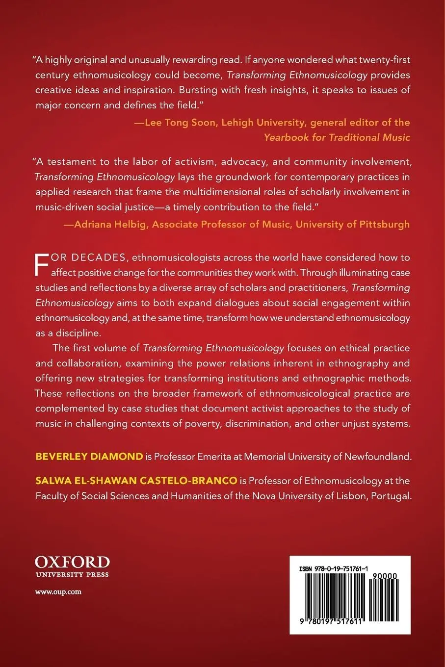 Rückseite: 9780197517611 | Transforming Ethnomusicology Volume I | Beverley Diamond | Taschenbuch