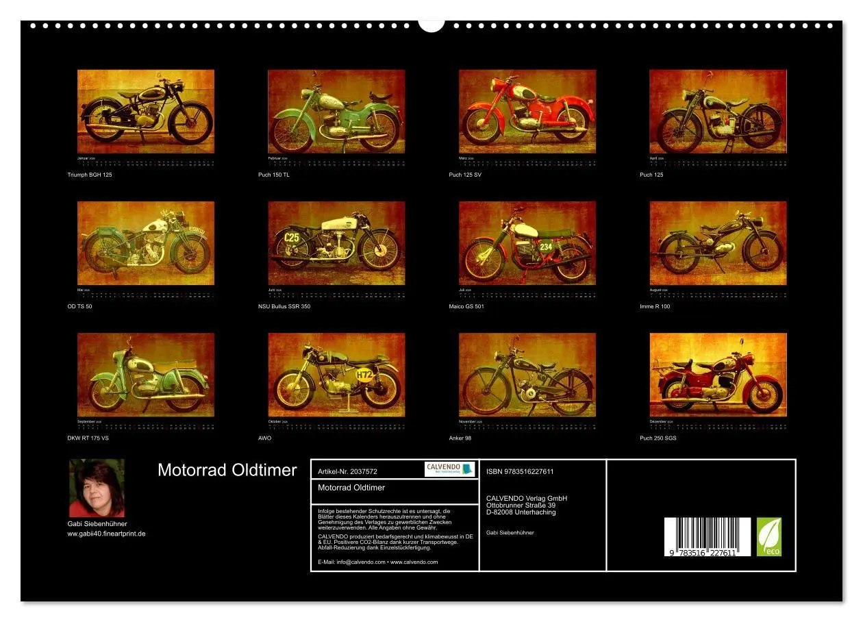 Bild: 9783516227611 | Motorrad Oldtimer (hochwertiger Premium Wandkalender 2026 DIN A2...