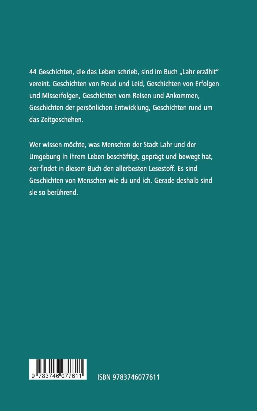 Rückseite: 9783746077611 | Lahr erzählt | Eine Stadt, ihre Menschen, ihre Geschichten | Lahr