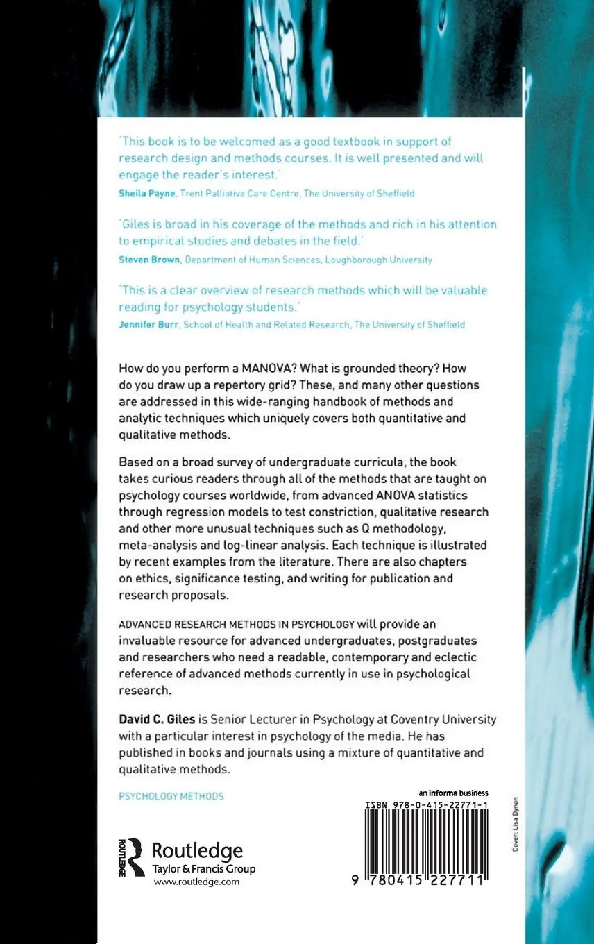 Rückseite: 9780415227711 | Advanced Research Methods in Psychology | David Giles | Buch | 2002