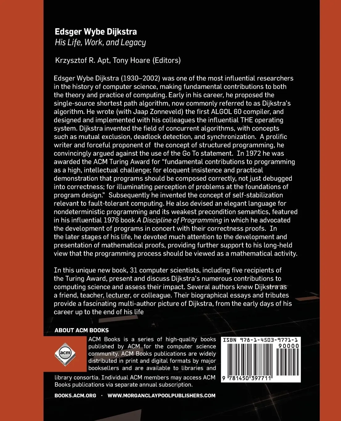 Rückseite: 9781450397711 | Edsger Wybe Dijkstra | His Life, Work, and Legacy | Apt (u. a.) | Buch