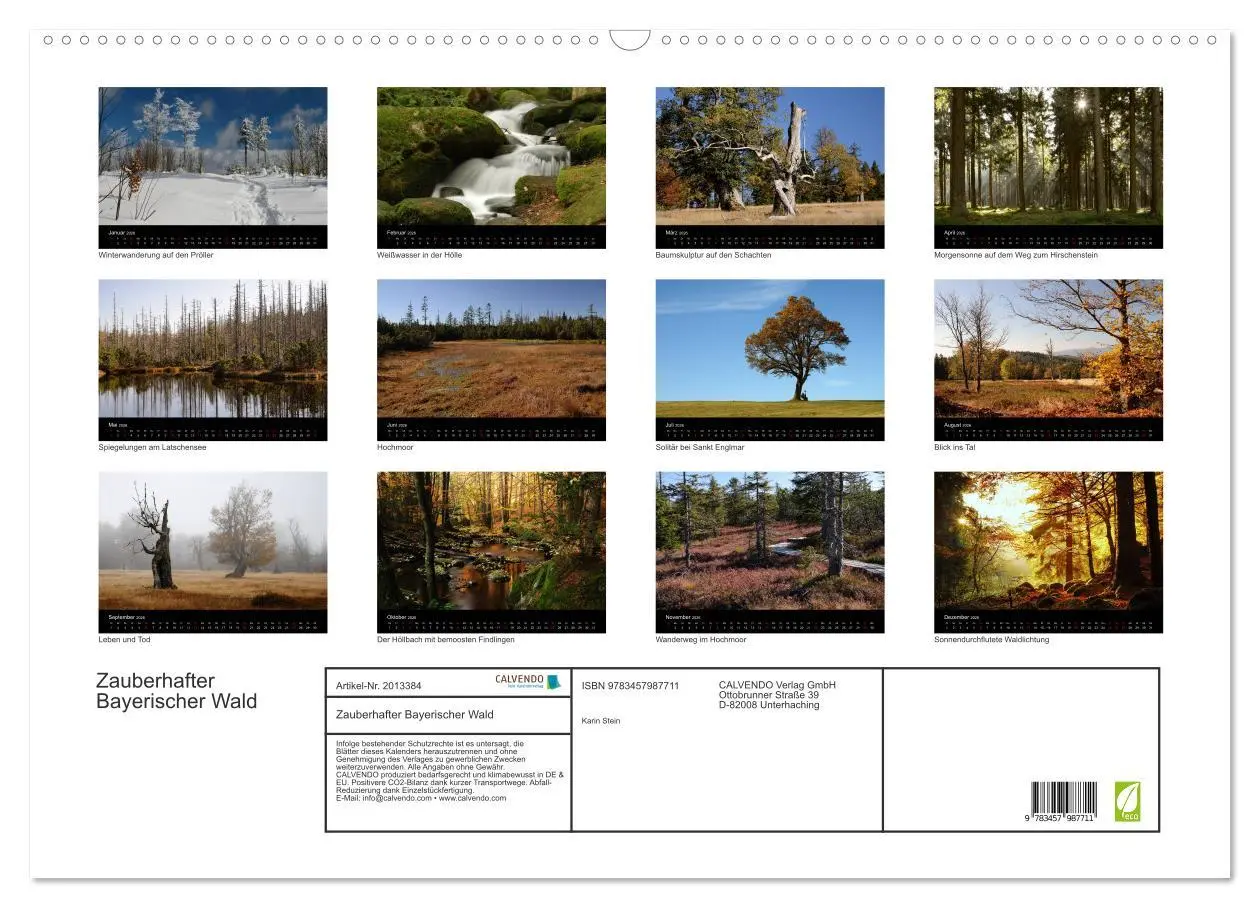 Bild: 9783457987711 | Zauberhafter Bayerischer Wald (Wandkalender 2026 DIN A2 quer),...