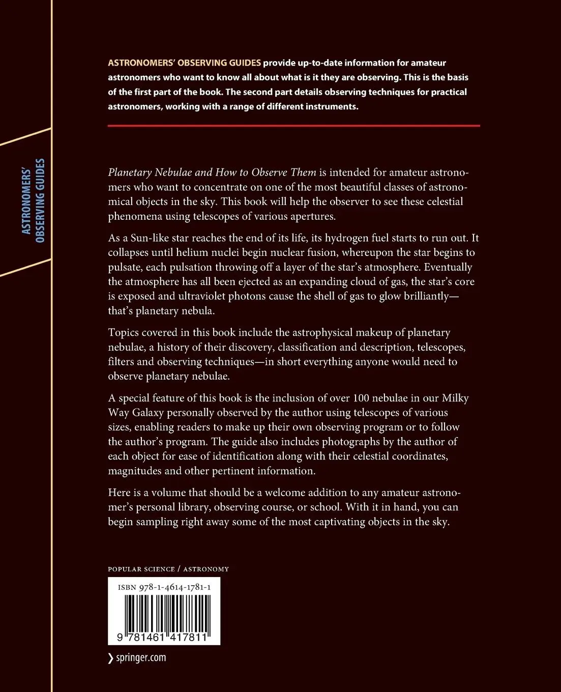 Rückseite: 9781461417811 | Planetary Nebulae and How to Observe Them | Martin Griffiths | Buch