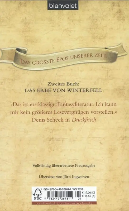Rückseite: 9783442267811 | Das Lied von Eis und Feuer 02. Das Erbe von Winterfell | Martin | Buch