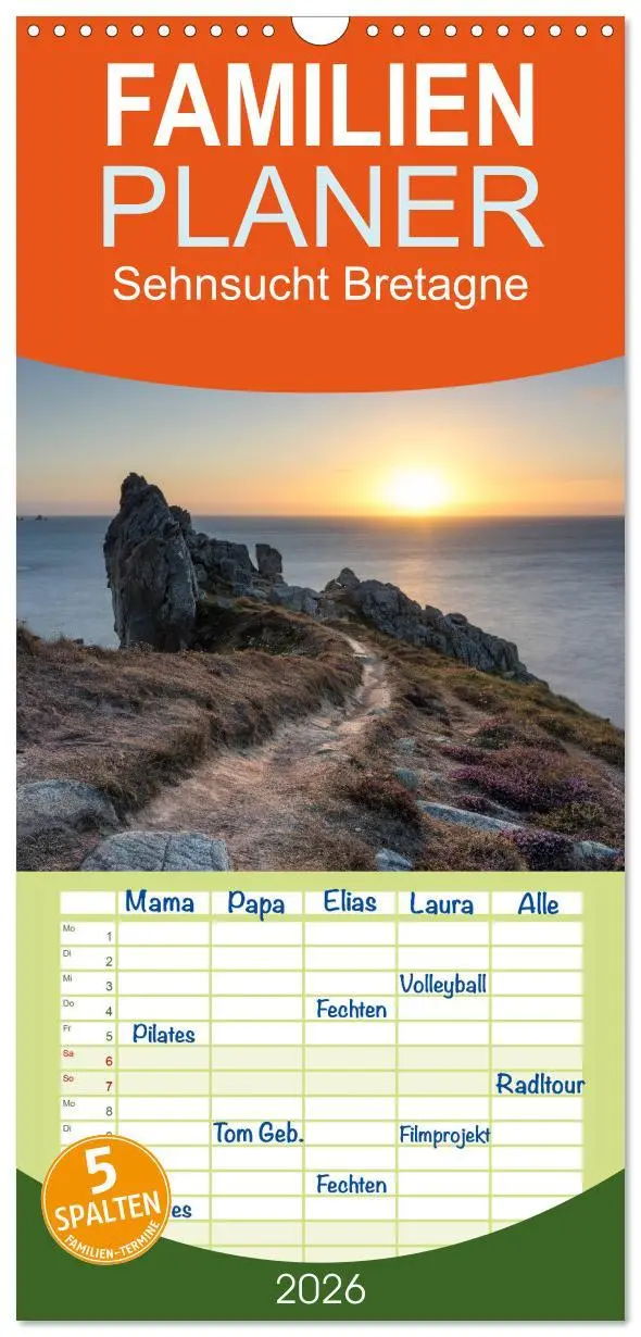 Cover: 9783516517811 | Familienplaner 2026 - Sehnsucht Bretagne mit 5 Spalten...