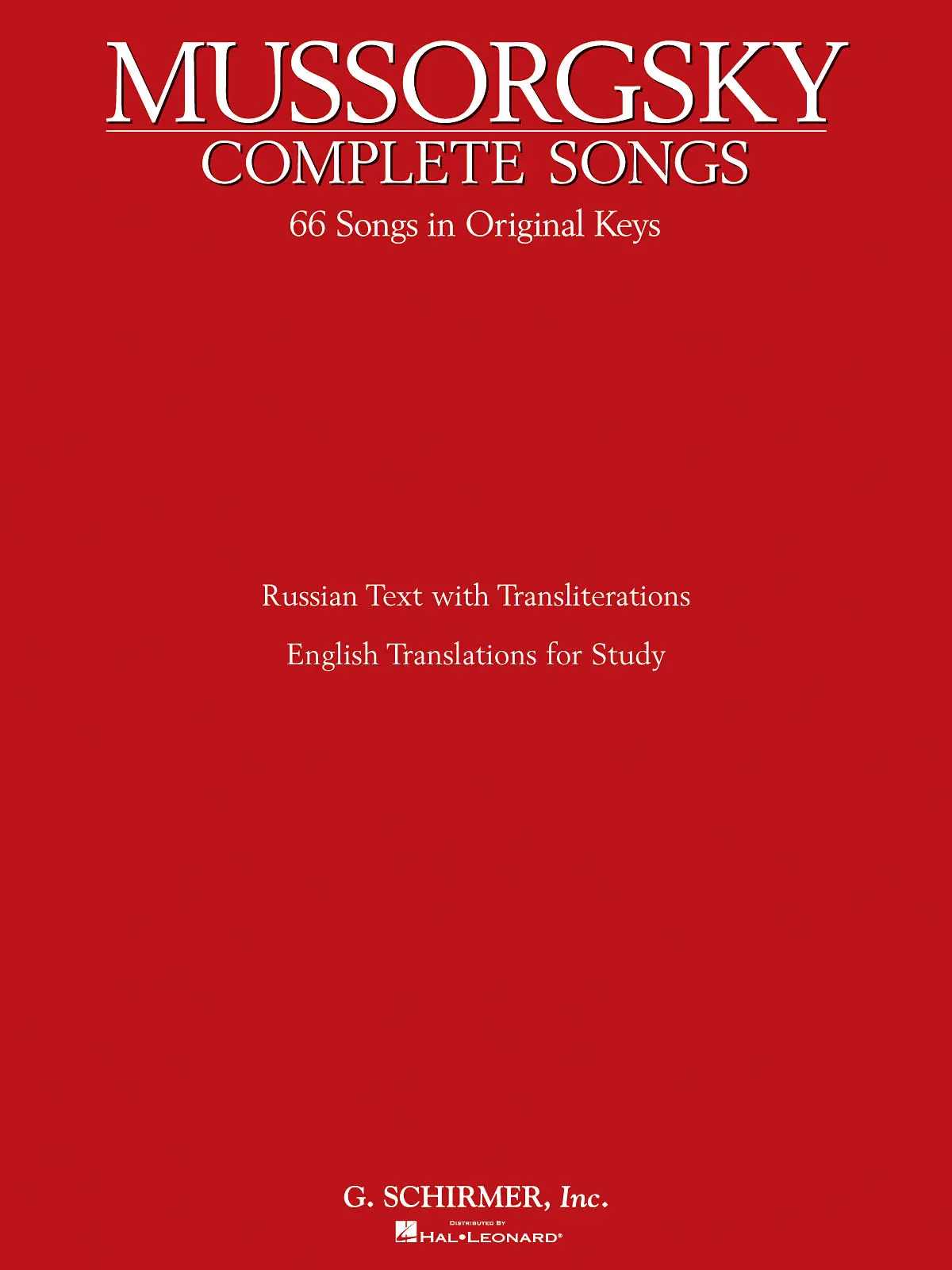 Cover: 73999817911 | Complete Songs in Original Keys | Modest Mussorgsky | Vocal Collection