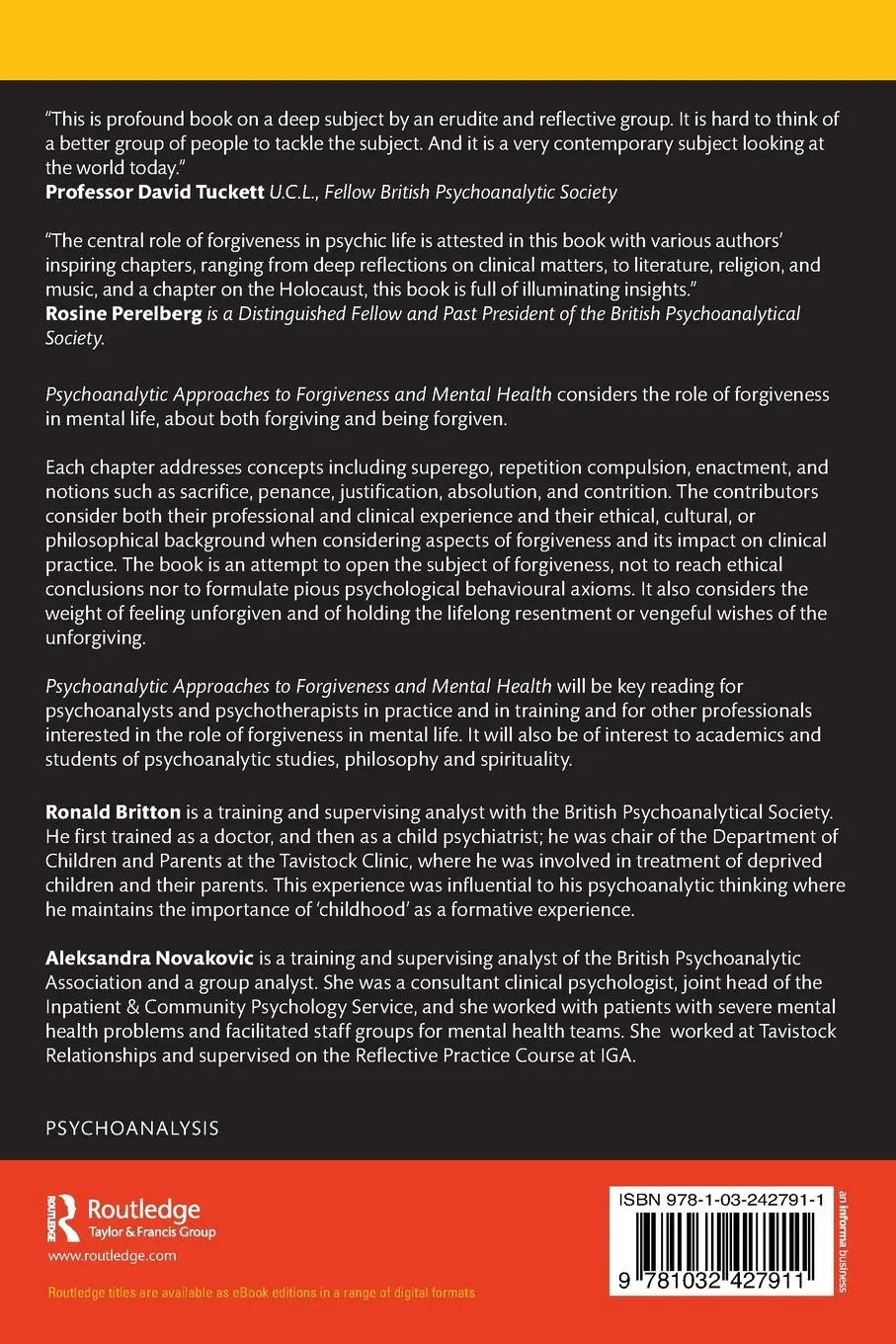 Rückseite: 9781032427911 | Psychoanalytic Approaches to Forgiveness and Mental Health | Buch
